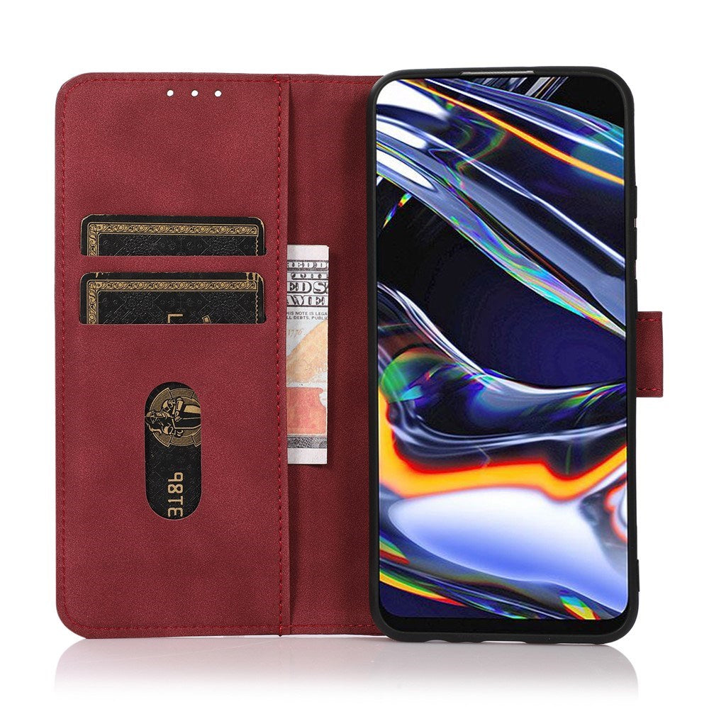 Samsung Galaxy A57 Konstläder Fodral med Korthållare - Röd
