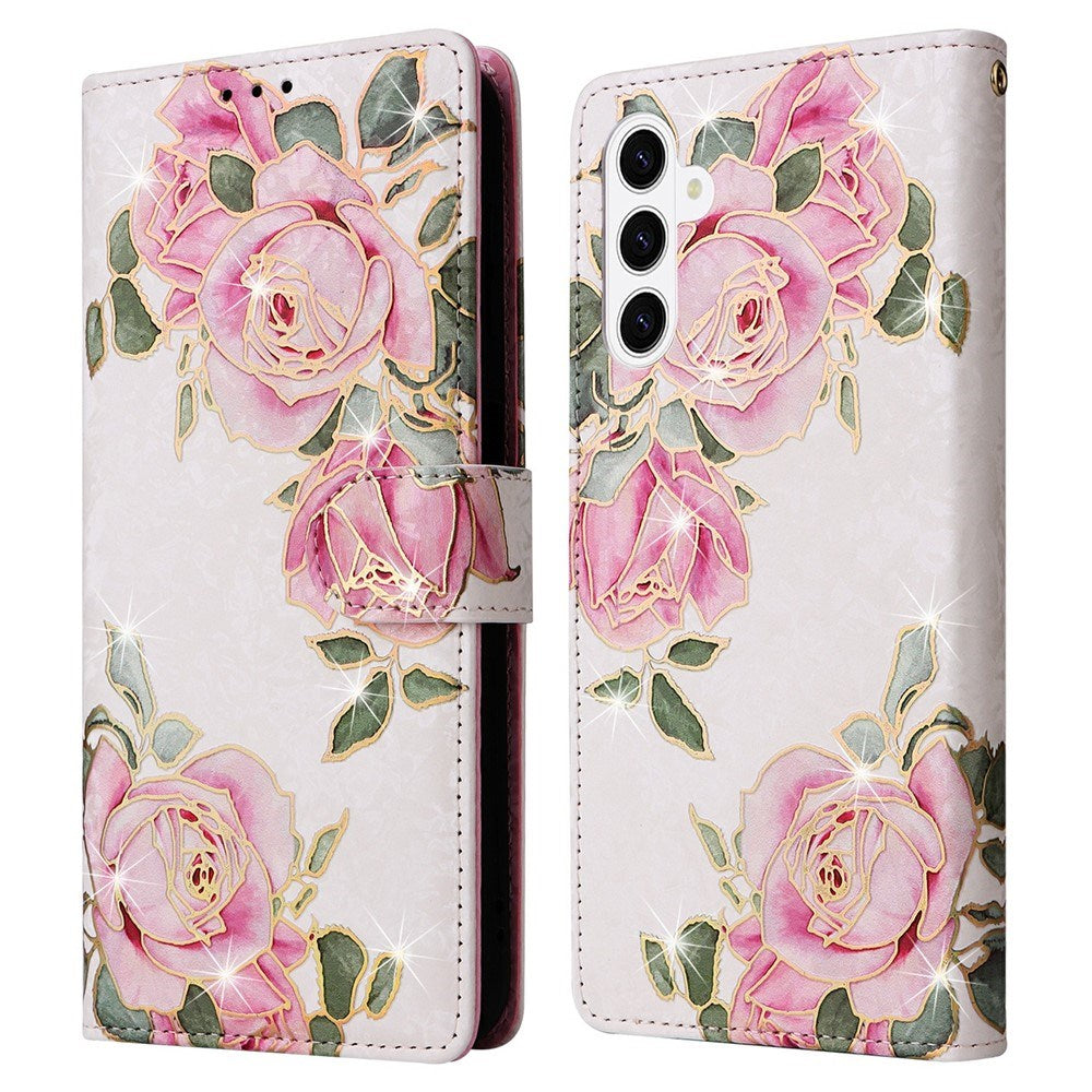 Samsung Galaxy S26 EIDERWOOD Konstläder Fodral m. Blommor - Rosa Ros