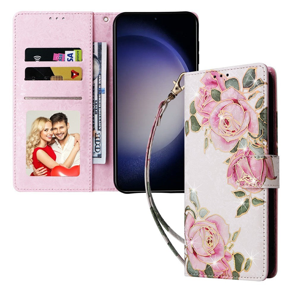 Samsung Galaxy S26 EIDERWOOD Konstläder Fodral m. Blommor - Rosa Ros