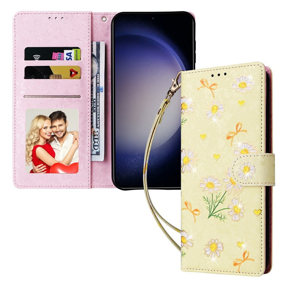 Samsung Galaxy S26 EIDERWOOD Konstläder Fodral m. Blommor - Gul Prästkrage