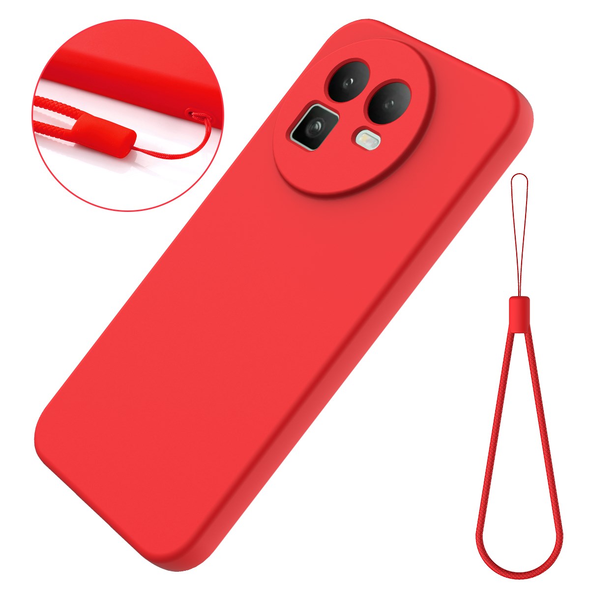 Realme GT 8 EIDERWOOD Silikon Skal m. Rem - Röd