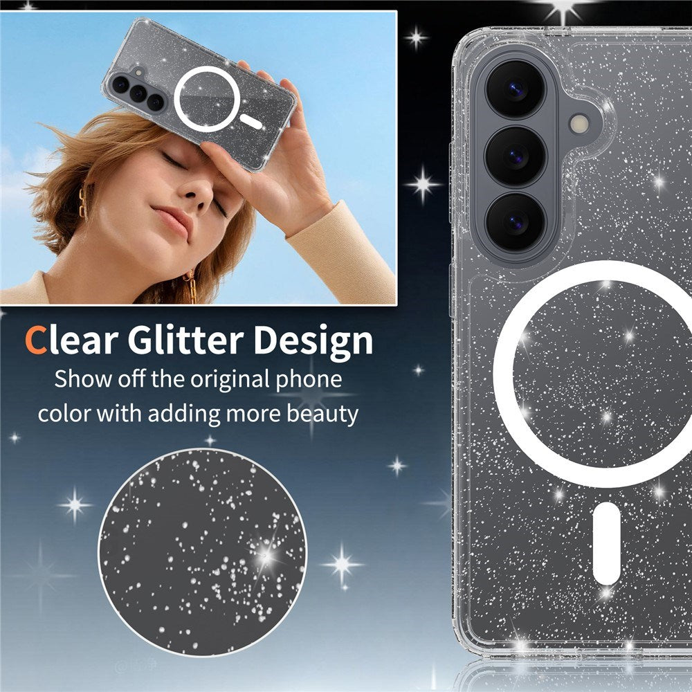 Samsung Galaxy S26 EIDERWOOD Magnetiskt Plast Glitter Skal - MagSafe Kompatibel - Genomskinlig