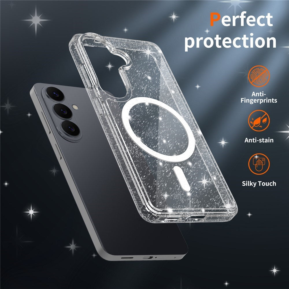 Samsung Galaxy S26 EIDERWOOD Magnetiskt Plast Glitter Skal - MagSafe Kompatibel - Genomskinlig