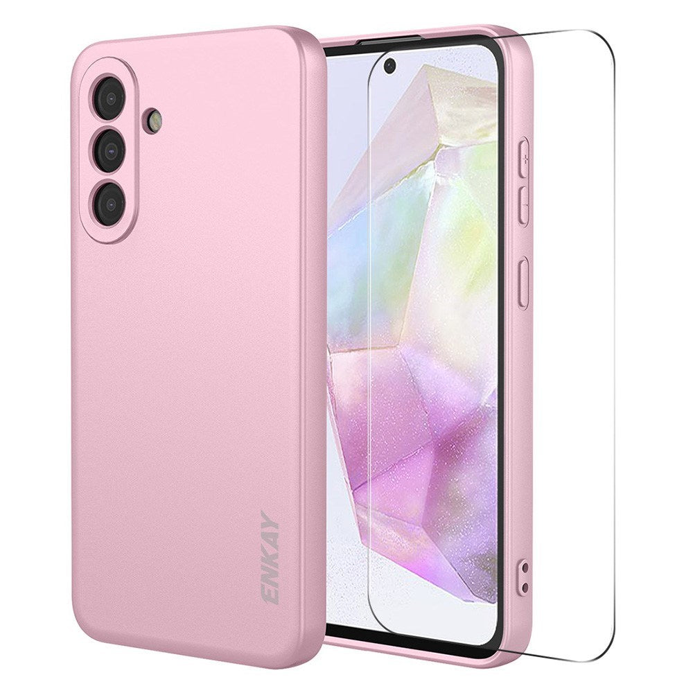 Samsung Galaxy A37 ENKAY Silikon Skal med Skärmskydd - Rosa