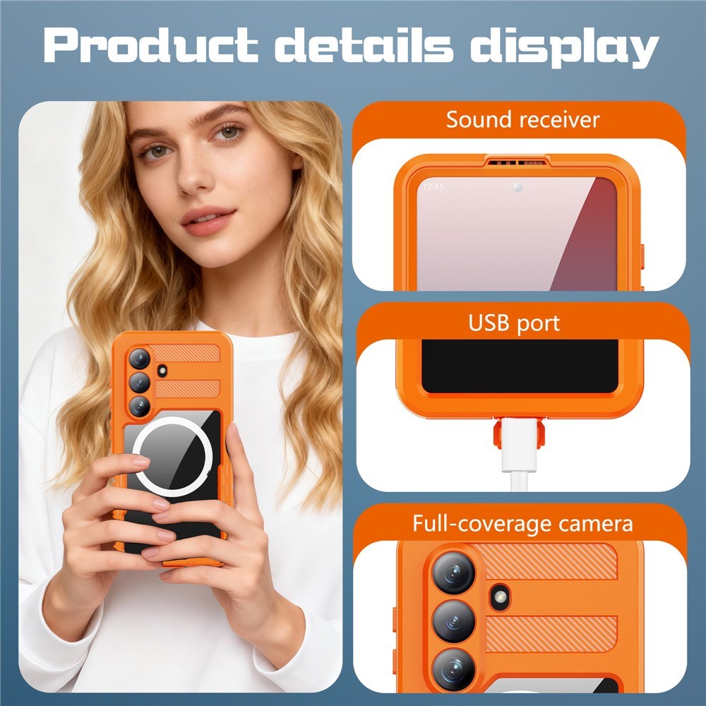 Samsung Galaxy S26 Redpebber Vattentätt Hybrid Plast Skal – MagSafe Kompatibel – Orange