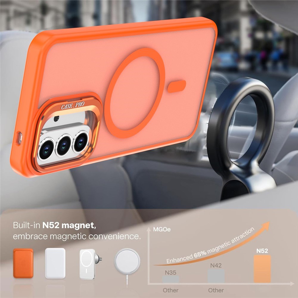 Samsung Galaxy A37 EIDERWOOD Hybrid Skal med Kickstand - MagSafe Kompatibelt - Orange