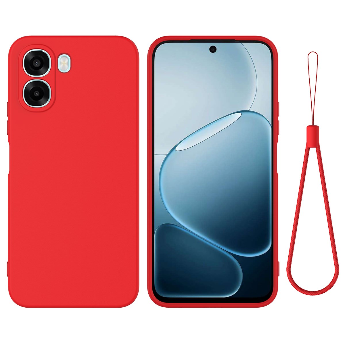 OPPO A6x EIDERWOOD Silikon Skal med Rem - Röd