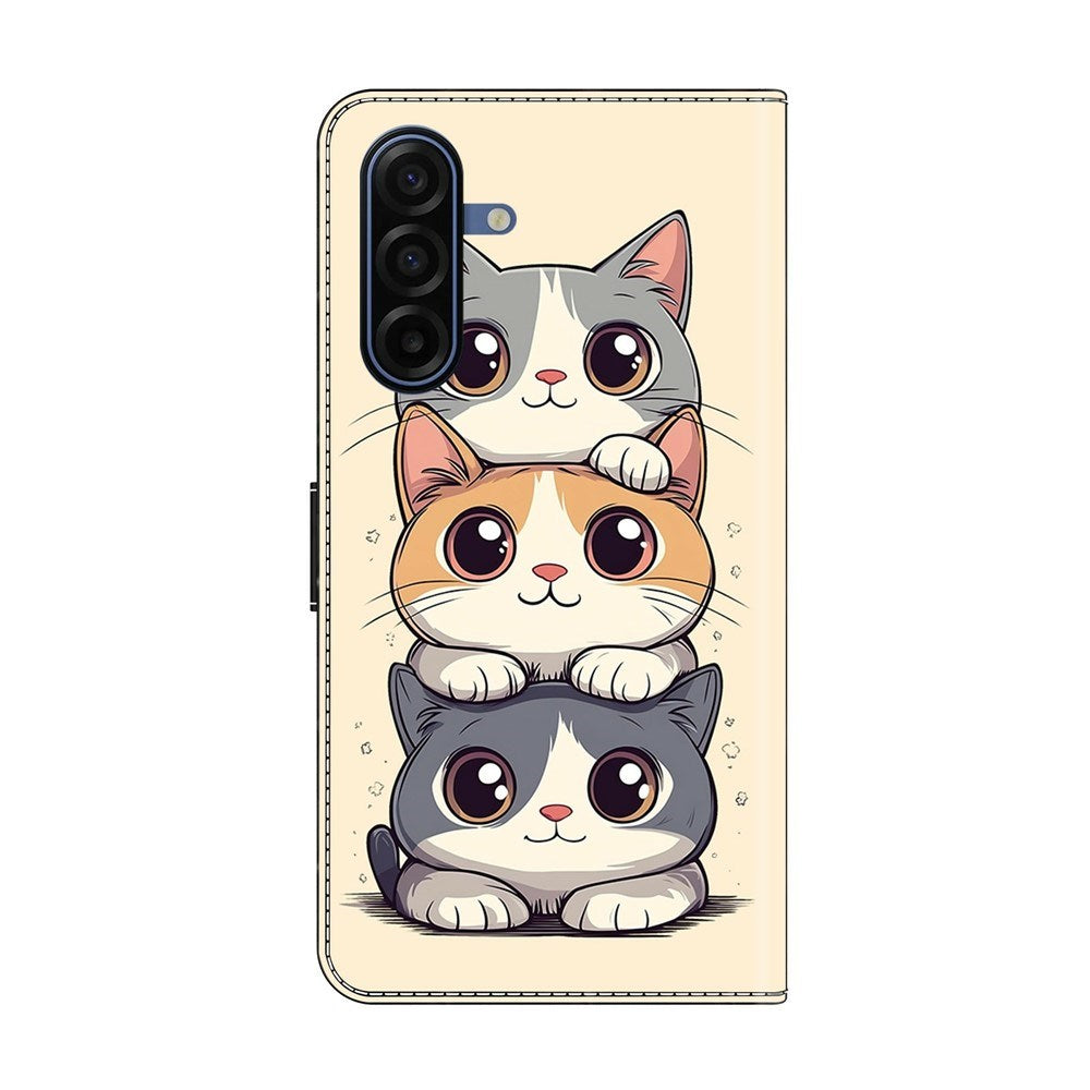 Samsung Galaxy A37 EIDERWOOD Konstläder Fodral med Inbyggd Korthållare & Stativfunktion - Katter