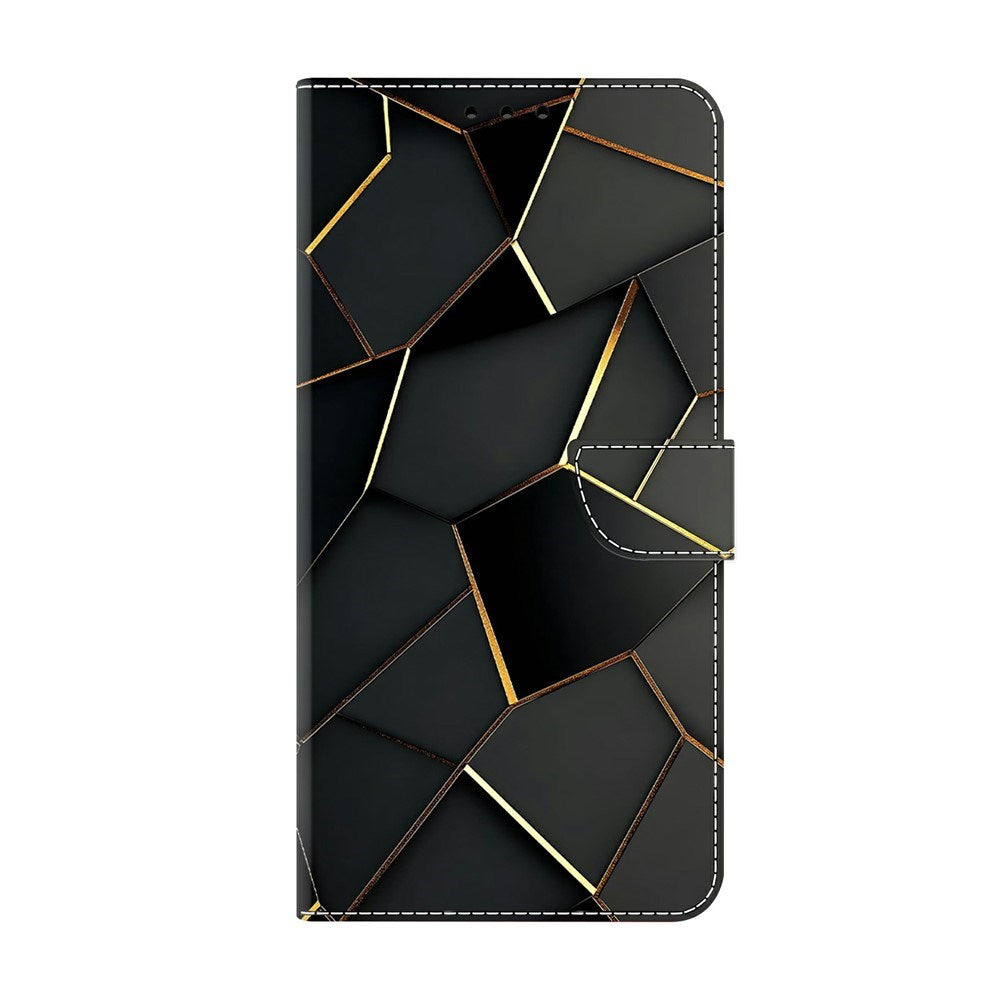 Samsung Galaxy A37 EIDERWOOD Konstläder Fodral med Inbyggd Korthållare & Stativfunktion - Svart / Guld