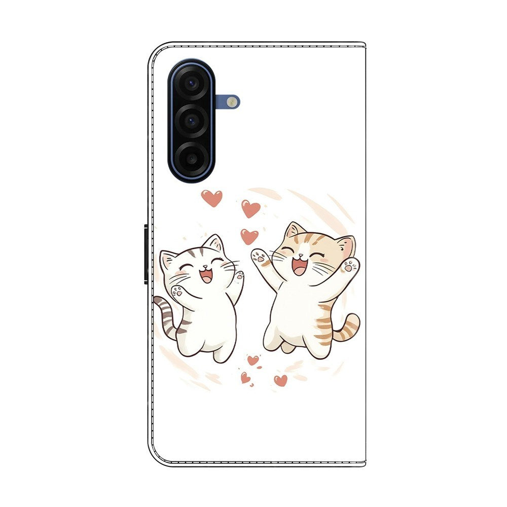 Samsung Galaxy A57 EIDERWOOD Konstläder Fodral med Inbyggd Korthållare & Stativfunktion - Katter & Hjärtan