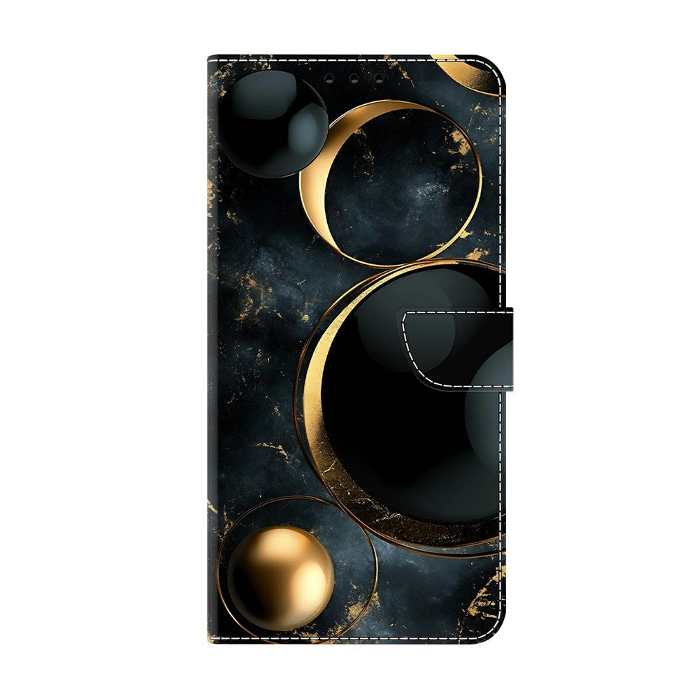 Samsung Galaxy A57 EIDERWOOD Konstläder Fodral med Inbyggd Korthållare & Stativfunktion - Guldringar