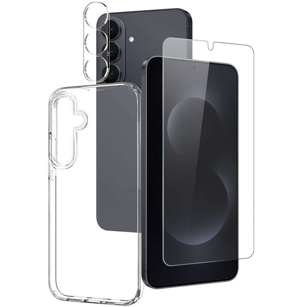 Samsung Galaxy S26+ (Plus) NORTHJO 3-i-1 Skyddspaket m. Flexibelt Plast Skal / Härdat Skärmskyddsglas / Kameralinsskyddsglas - Genomskinlig