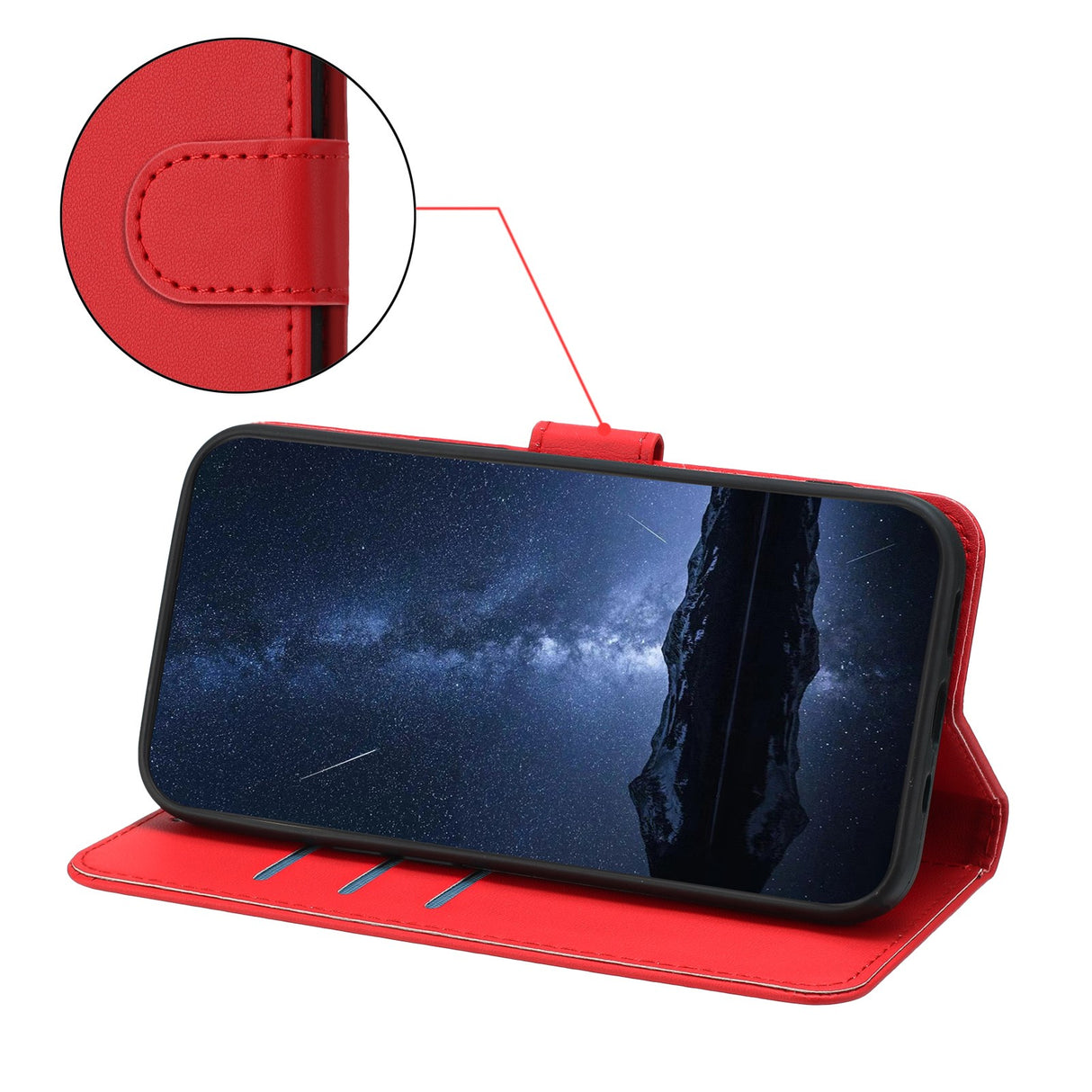 Xiaomi 17 Ultra EIDERWOOD Konstläder Fodral m. Korthållare & Stativfunktion - Röd