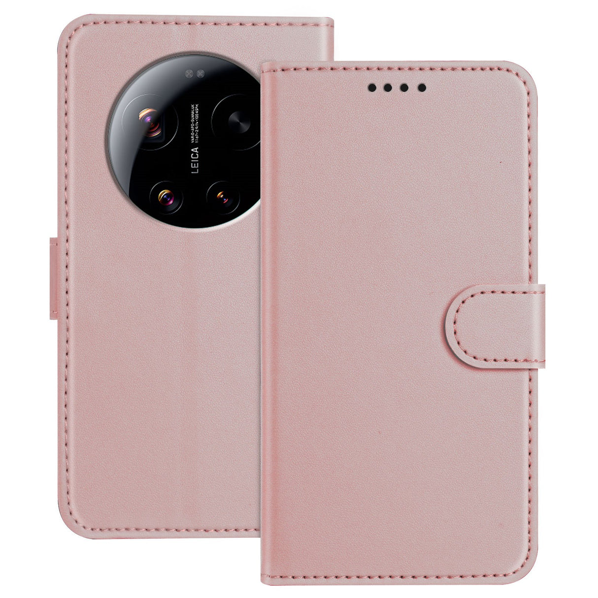 Xiaomi 17 Ultra EIDERWOOD Konstläder Fodral m. Korthållare & Stativfunktion - Roséguld