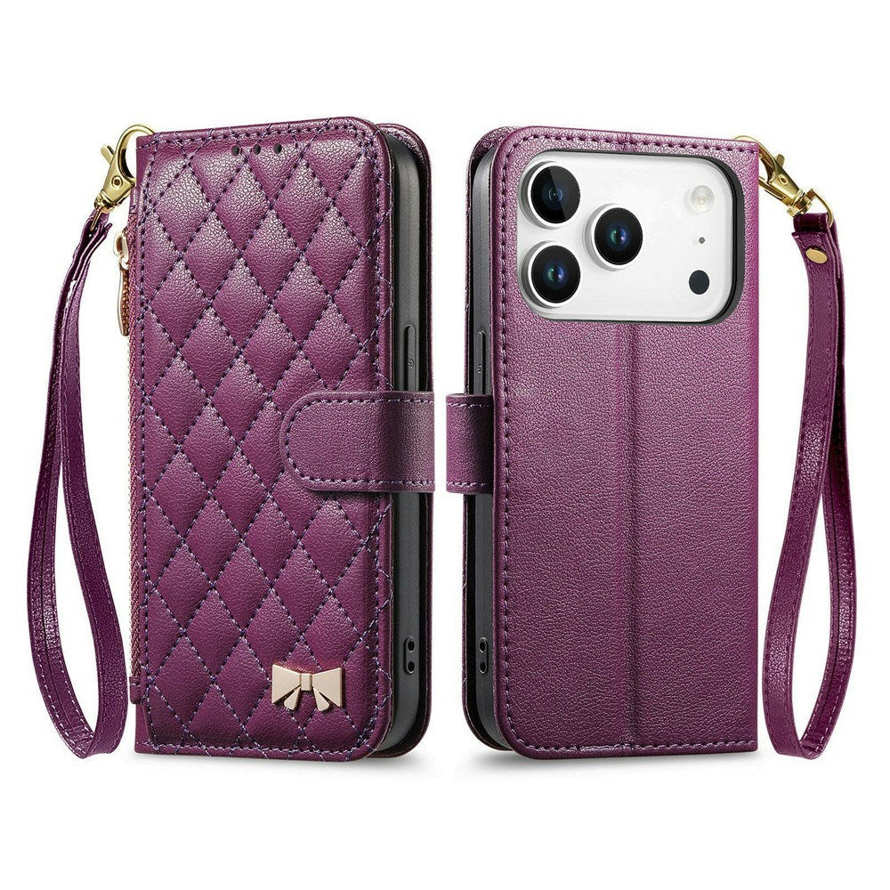 iPhone 18 Pro / 17 Pro EIDERWOOD Konstläder Fodral m. Textur & Rem - Lila