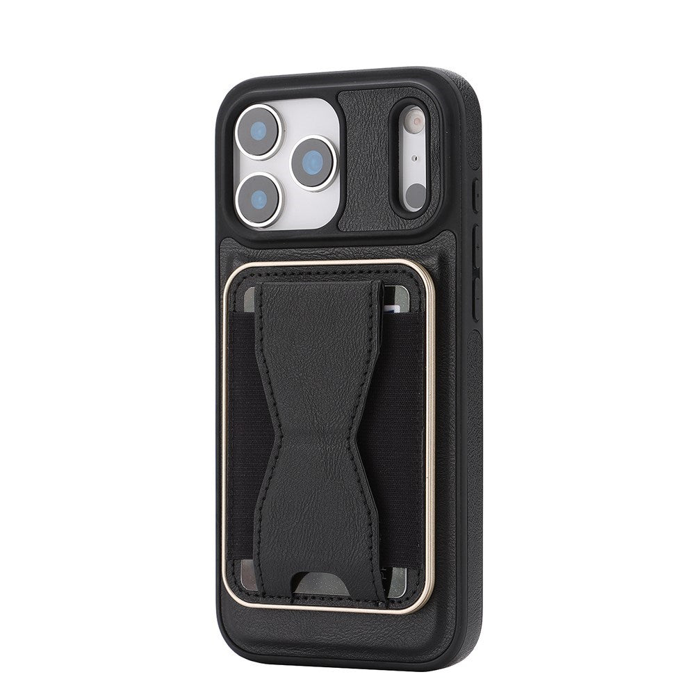 iPhone 17 Pro EIDERWOOD Konstläder Bakside Skal m. Korthållare & Stativfunktion - MagSafe Kompatibel - Svart