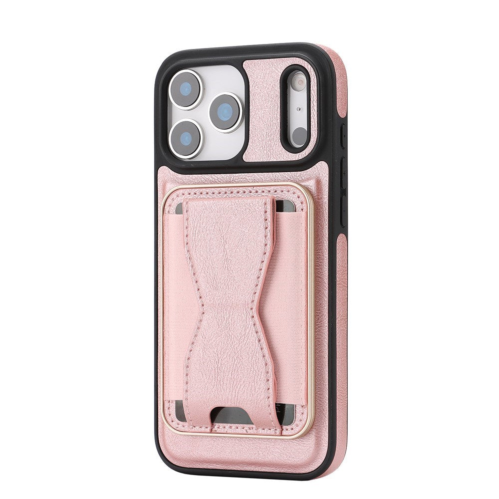 iPhone 17 Pro EIDERWOOD Konstläder Bakside Skal m. Korthållare & Stativfunktion - MagSafe Kompatibel - Rosa