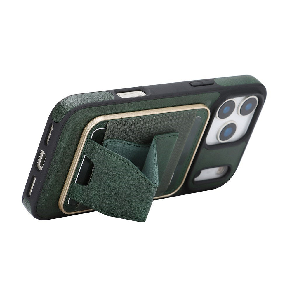 iPhone 17 Pro EIDERWOOD Konstläder Bakside Skal m. Korthållare & Stativfunktion - MagSafe Kompatibel - Grön