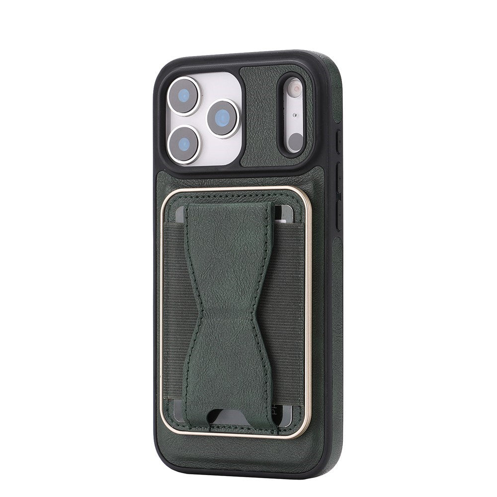 iPhone 17 Pro EIDERWOOD Konstläder Bakside Skal m. Korthållare & Stativfunktion - MagSafe Kompatibel - Grön