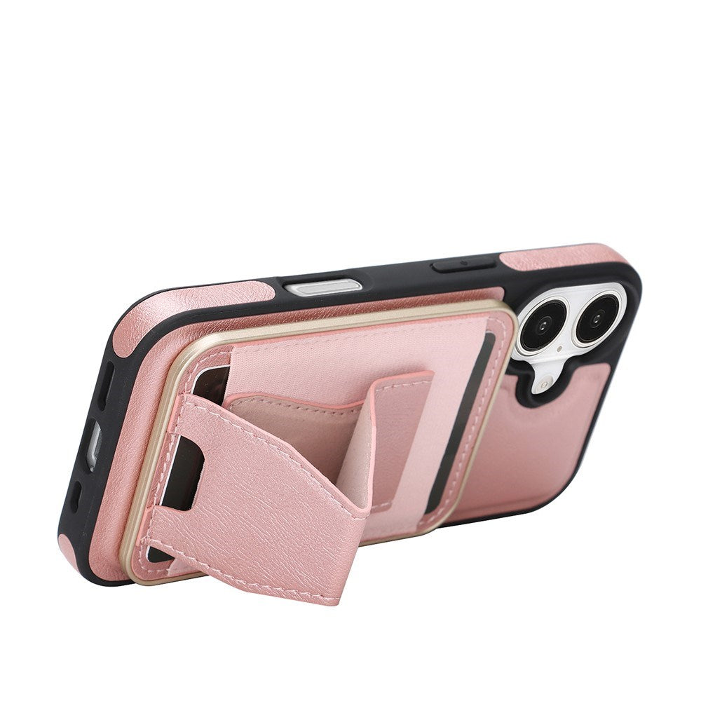 iPhone 17 EIDERWOOD Konstläder Bakside Skal m. Korthållare & Stativfunktion - MagSafe Kompatibel - Rosa