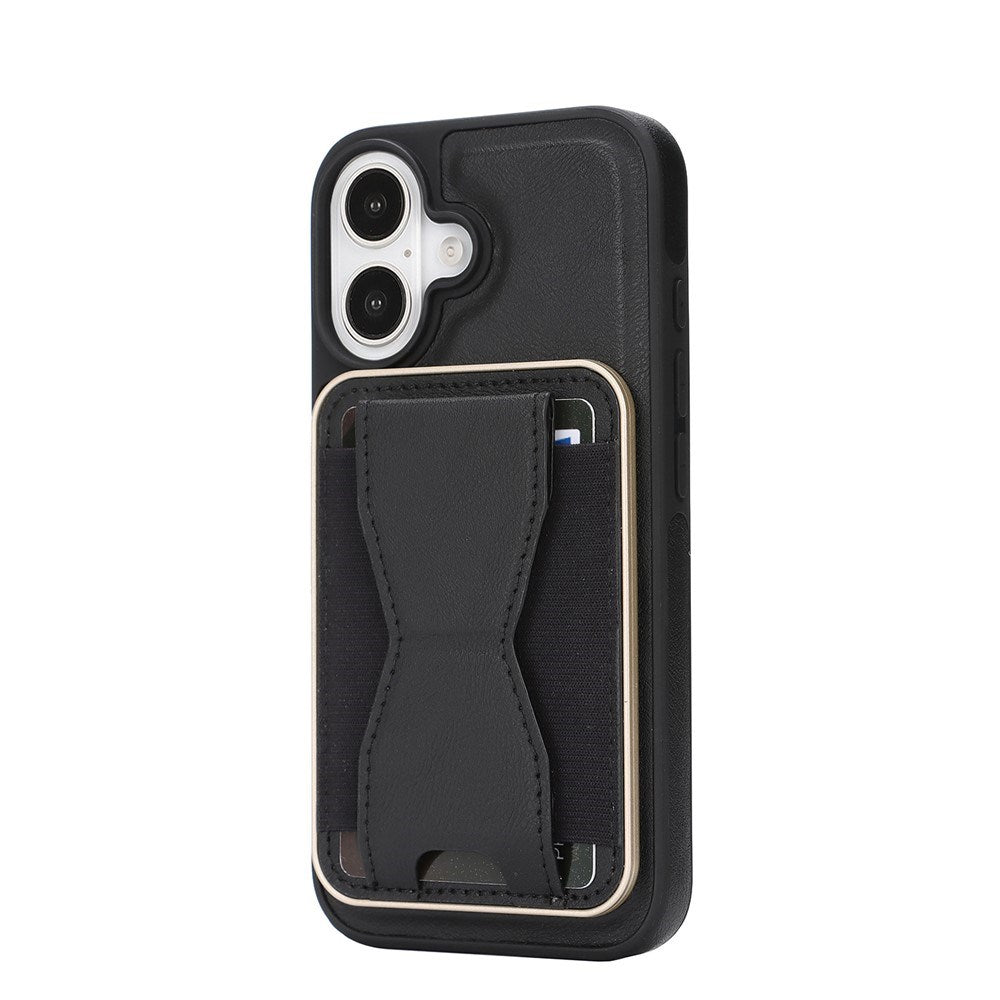 iPhone 17 EIDERWOOD Konstläder Bakside Skal m. Korthållare & Stativfunktion - MagSafe Kompatibel - Svart