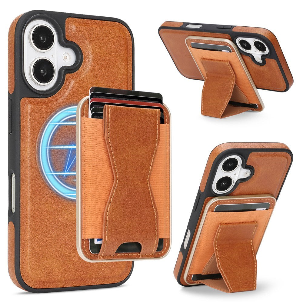 iPhone 17 EIDERWOOD Konstläder Bakside Skal m. Korthållare & Stativfunktion - MagSafe Kompatibel - Brun