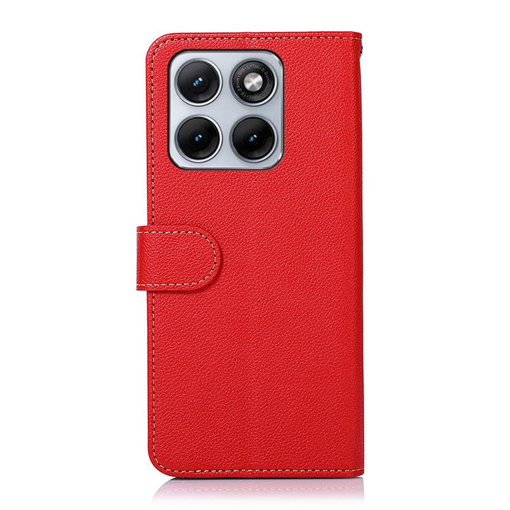 Motorola Edge 70 Fusion EIDERWOOD Konstläder Fodral med Rem – Röd