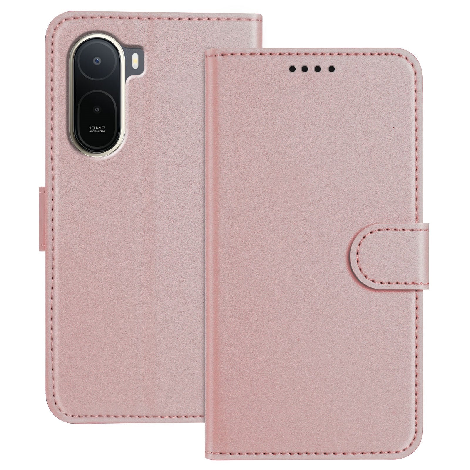 Xiaomi Redmi A7 Pro EIDERWOOD Konstläder Fodral m. Korthållare & Stativfunktion - Rose Gold