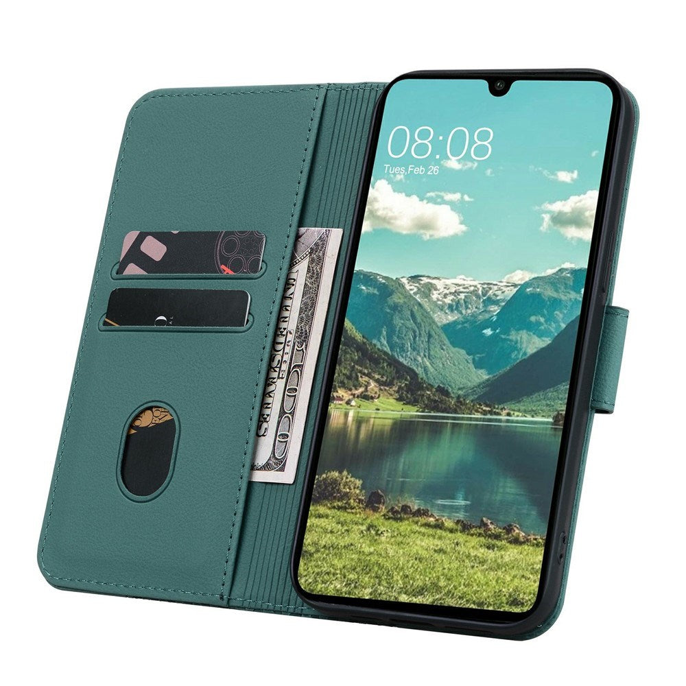 Samsung Galaxy A57 EIDERWOOD Fodral med Tryck - Korthållare & Rem - Grön