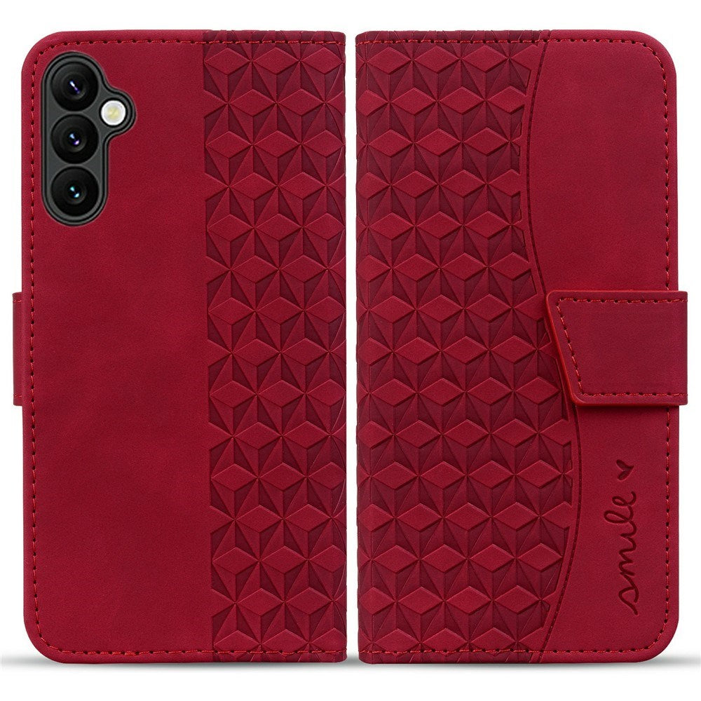 Samsung Galaxy A57 EIDERWOOD Fodral med Tryck - Korthållare & Rem - Röd