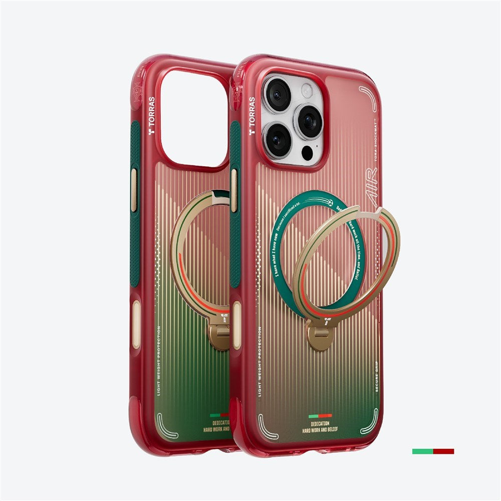 iPhone 16 Pro TORRAS Ostand Q3 Air Skal med 360° Stativ – MagSafe Kompatibelt - Glory Slash