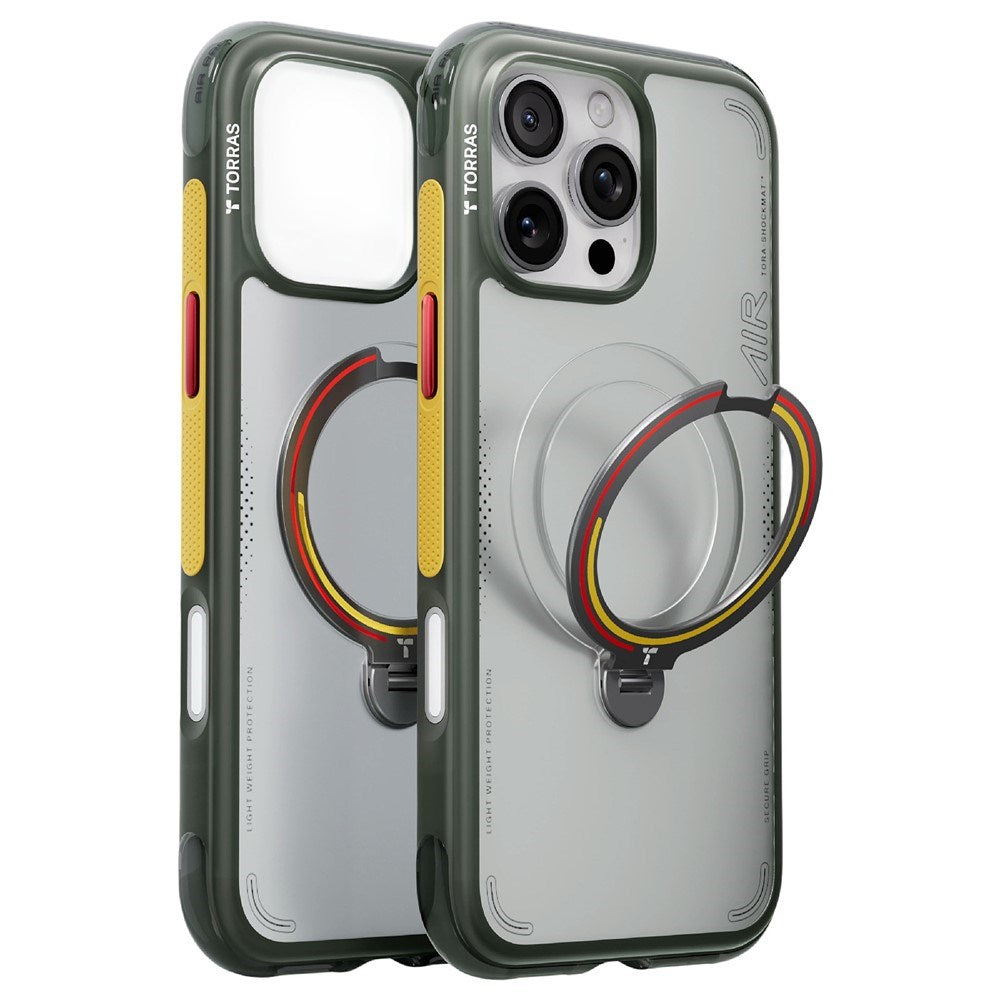 iPhone 16 Pro TORRAS Ostand Q3 Air Skal med 360° Stativ – MagSafe Kompatibelt - Germany Iron