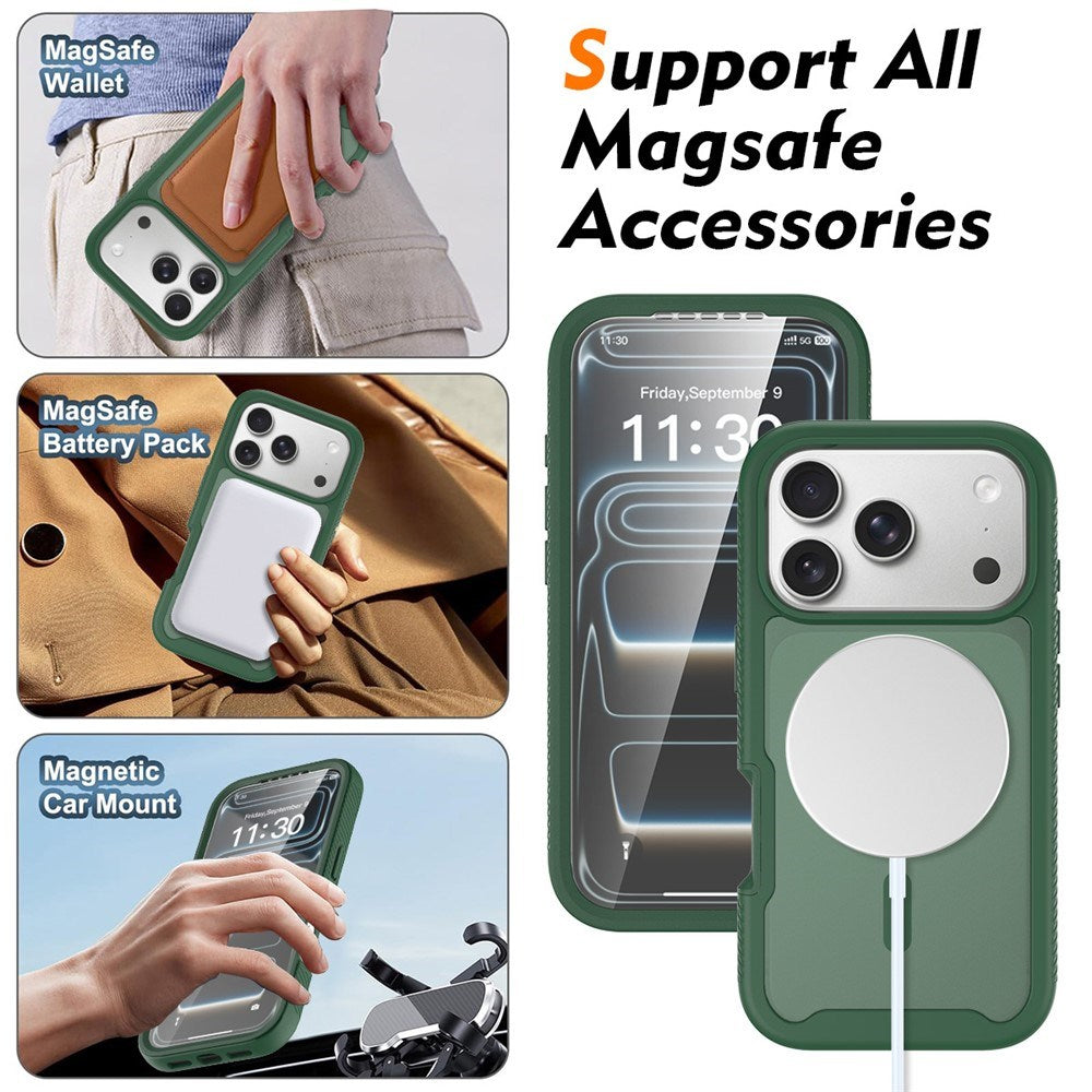 iPhone 18 Pro / 17 Pro EIDERWOOD 2-i-1 Matt Hybrid Plast Skal m. Skärmskyddsfilm - MagSafe Kompatibel - Grön