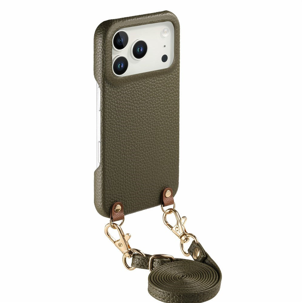 iPhone 17 Pro EIDERWOOD Konstläder Bakside Skal m. Rem - Grön