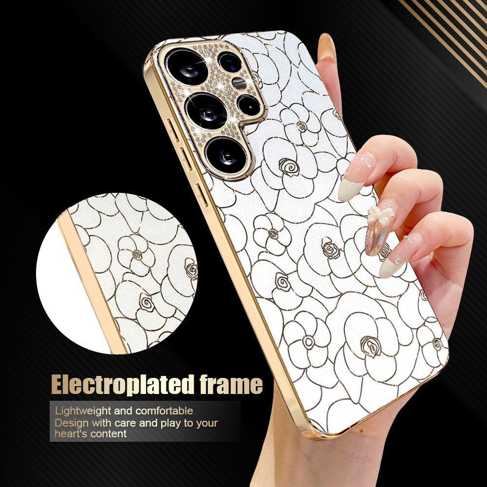 Samsung Galaxy S26 Ultra EIDERWOOD Hybrid Plast Skal m. Blommor & Diamant Kamera - Vit