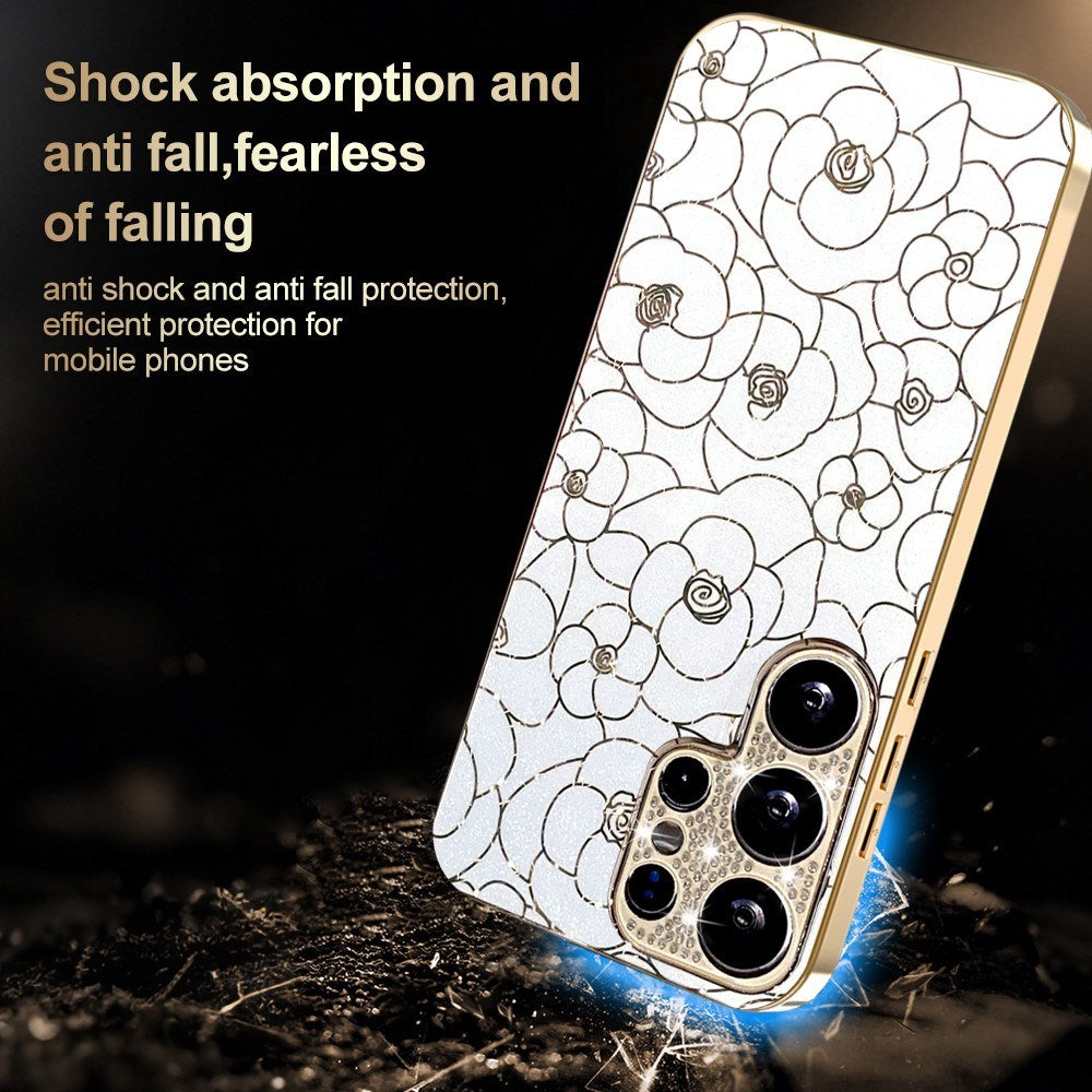Samsung Galaxy S26 Ultra EIDERWOOD Hybrid Plast Skal m. Blommor & Diamant Kamera - Vit