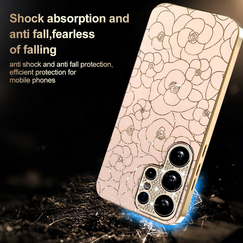 Samsung Galaxy S26 Ultra EIDERWOOD Hybrid Plast Skal m. Blommor & Diamant Kamera - Rosa
