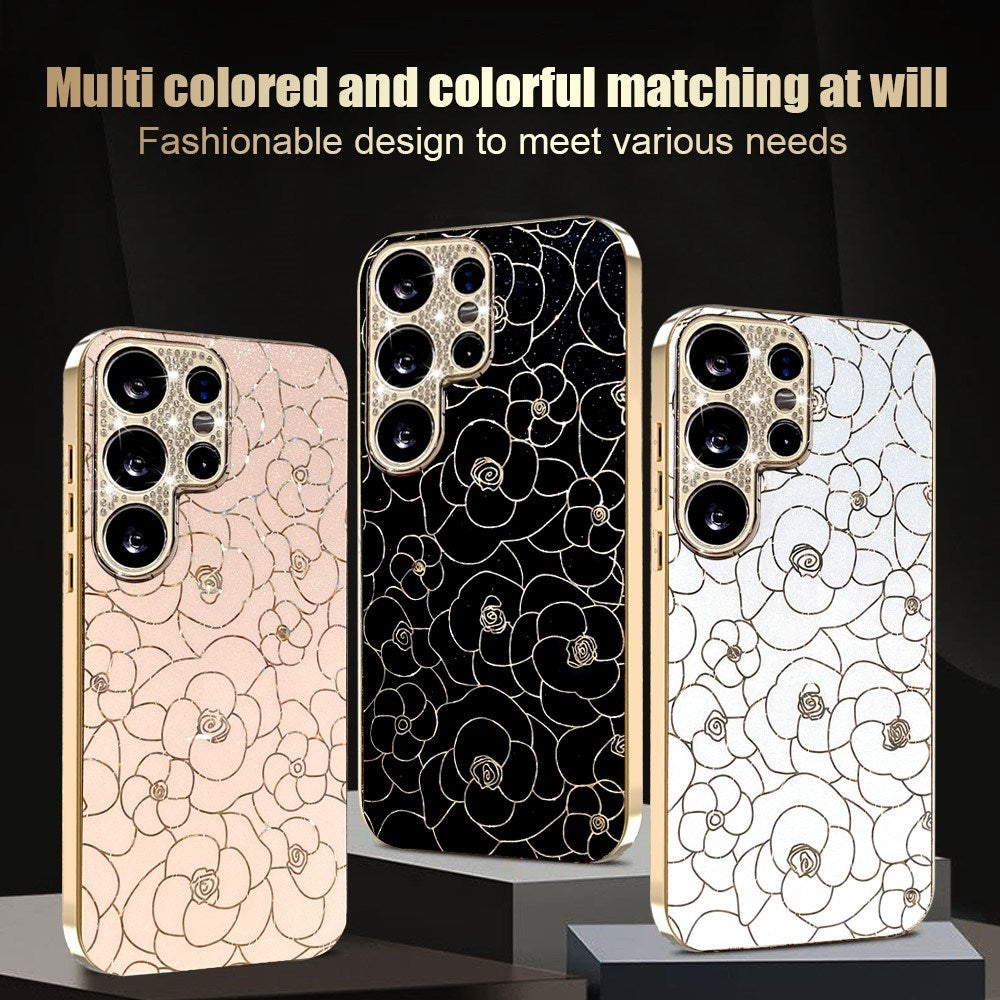 Samsung Galaxy S26 Ultra EIDERWOOD Hybrid Plast Skal m. Blommor & Diamant Kamera - Rosa