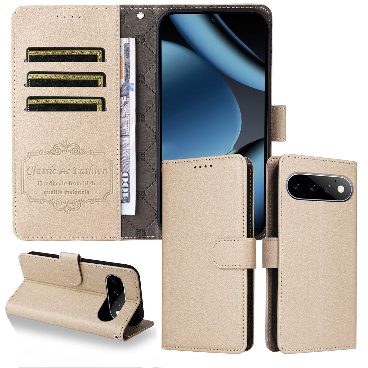 EIDERWOOD Google Pixel 11 / 11 Pro Fodral - Korthållare & Handledsrem - Beige