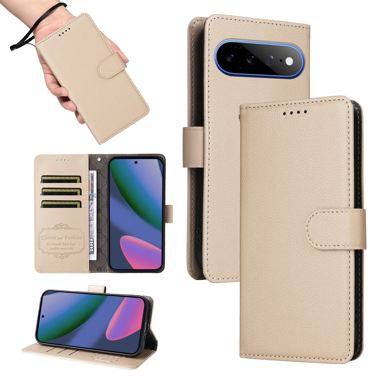 EIDERWOOD Google Pixel 11 Pro XL Fodral - Korthållare & Handledsrem - Beige