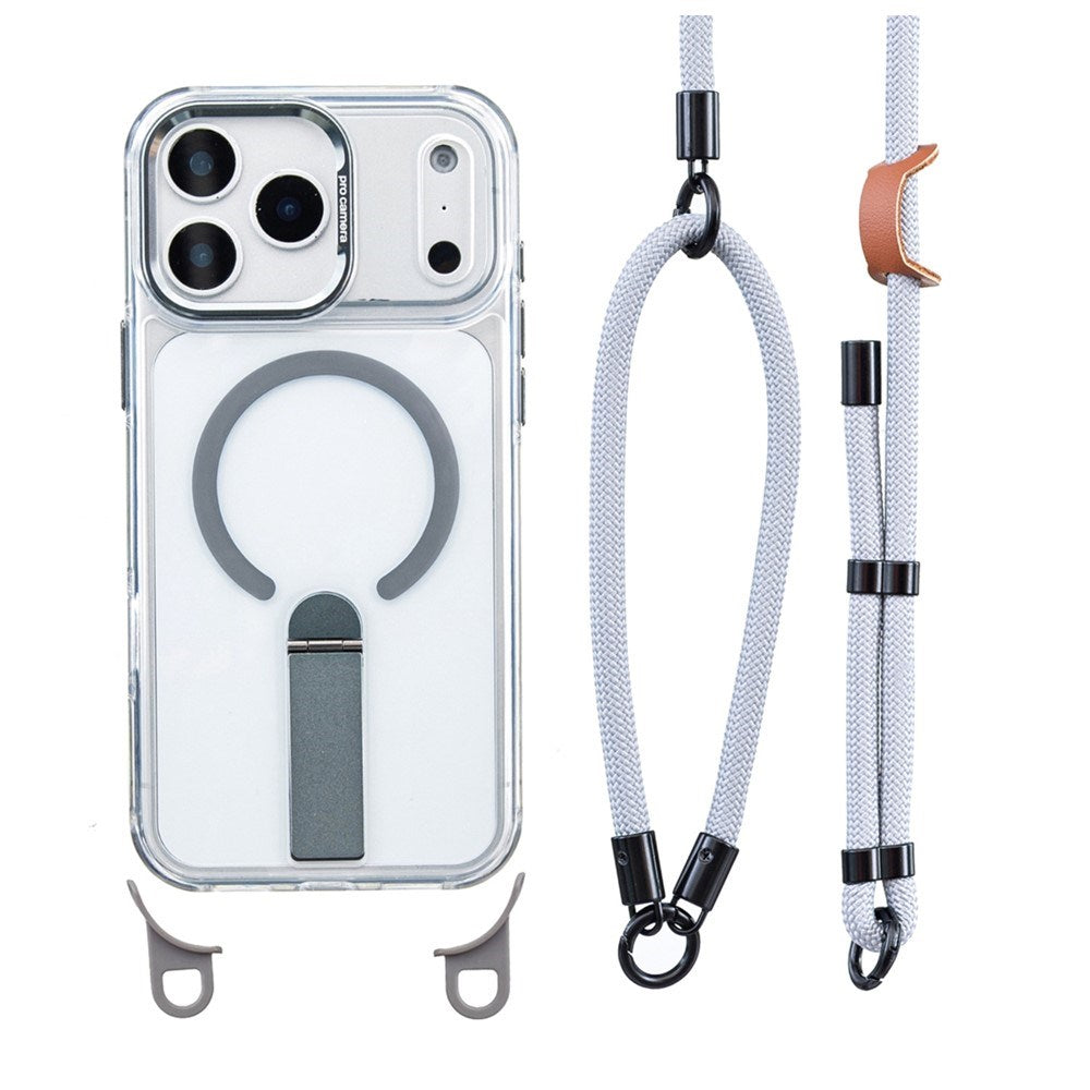 iPhone 17 Pro EIDERWOOD Skal med Stativfunktion & Axel- / Handledsrem - MagSafe Kompatibel - Grå