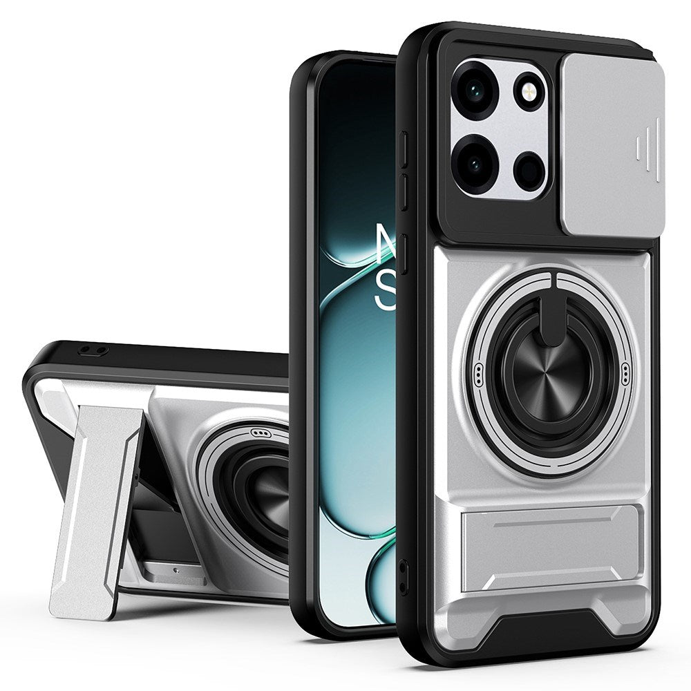 OnePlus Nord CE6 / Nord 6 EIDERWOOD Hybrid Hantverkar Skal m. Kickstand & Cam Slider - MagSafe Kompatbel - Silver
