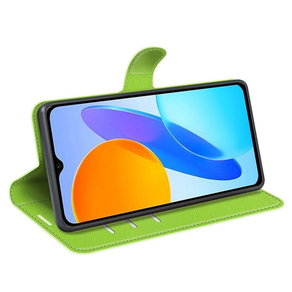 EIDERWOOD Honor X8 (5G) Konstläder Flip Fodral m. Korthållare & Ställfunktion - Grön