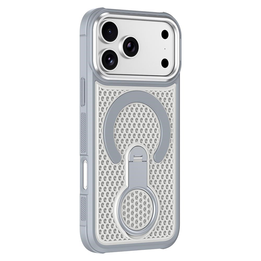 iPhone 17 Pro EIDERWOOD Hybridskal med Värmeavledning & 360° Roterande Stativ - MagSafe Kompatibel - Vit
