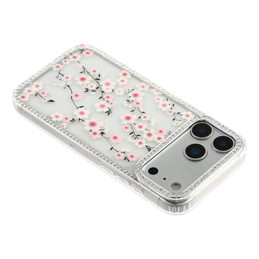 iPhone 17 Pro Max EIDERWOOD Hybridskal med Strass & Blommönster - Genomskinlig / Körsbärsblommor