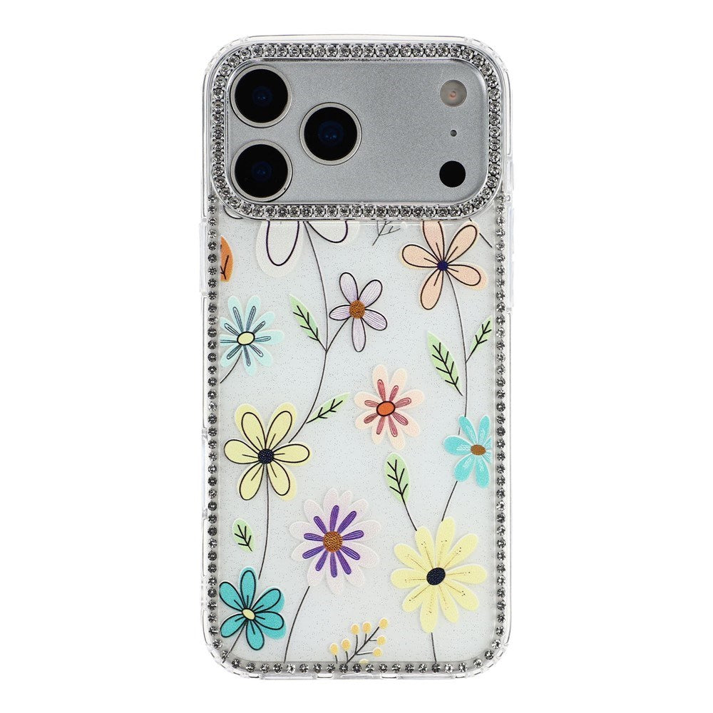 iPhone 17 Pro Max EIDERWOOD Hybridskal med Strass & Blommönster - Vit / Flerfärgade Blommor