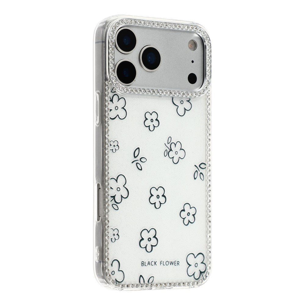 iPhone 17 Pro Max EIDERWOOD Hybridskal med Strass & Blommönster - Vit / Blommor