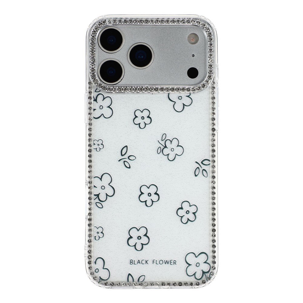 iPhone 17 Pro Max EIDERWOOD Hybridskal med Strass & Blommönster - Vit / Blommor