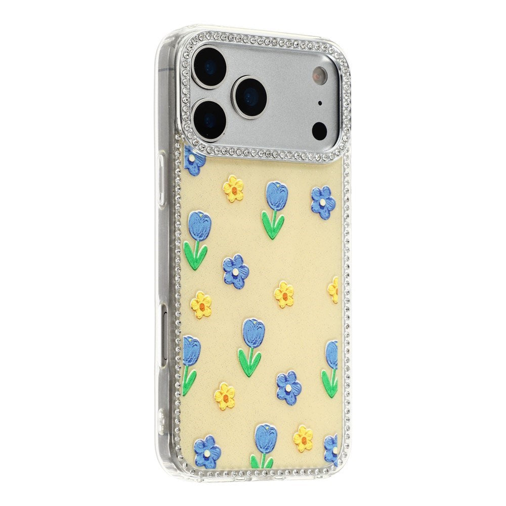 iPhone 17 Pro Max EIDERWOOD Hybridskal med Strass & Blommönster - Gul / Tulpaner