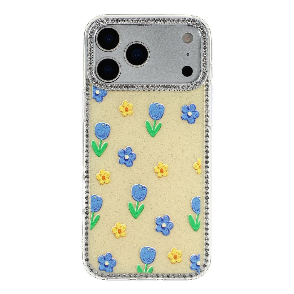 iPhone 17 Pro Max EIDERWOOD Hybridskal med Strass & Blommönster - Gul / Tulpaner